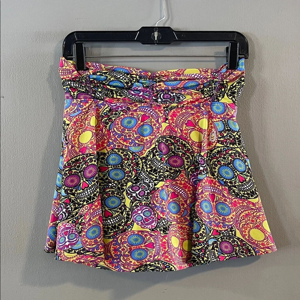 DONA‎ JO Multicolor Skull Pattern Skort Women’s Sz 1 Medium Pickleball Tennis - Picture 2 of 7